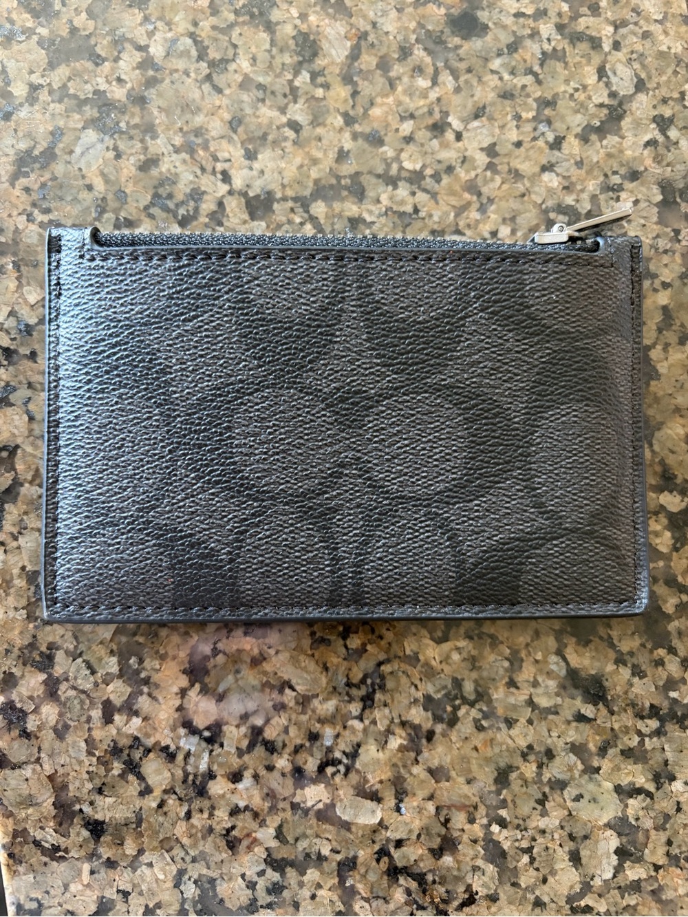 Coach Black Pebbled Leather Zip Card Case